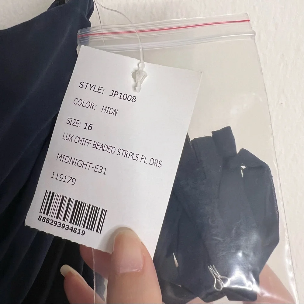 HP 🎉 NWT Jenny Packham Midnight Dress Sleeveless Rhinestone Accent - Picture 5 of 6